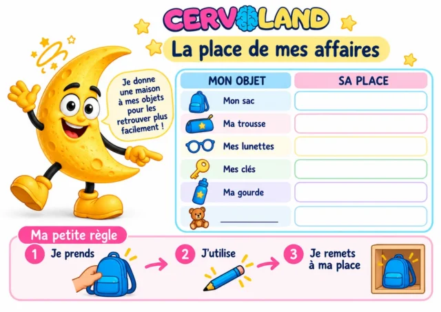 Fiche « La place de mes affaires »